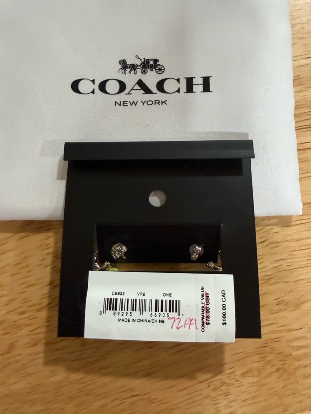 Coach Lemon Charm Hoop Earrings Gold Tone Fruit Dangle New with Dust Bag - Picture 3 of 3